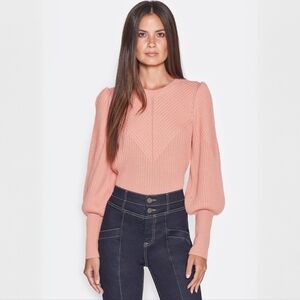 NEW Joie Ronita Puffed Sleeves Ribbed Wool Sweater